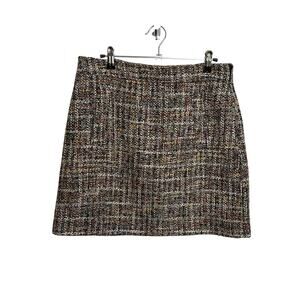 LOFT Skirt Womens 8 Multicolor Plaid Tweed Mini Lined Wool Blend NWT